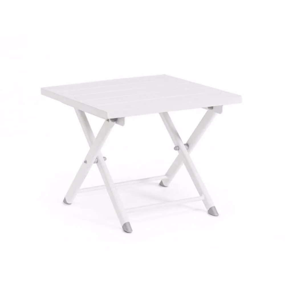 Tavolino TAYLOR in alluminio bianco, pieghevole