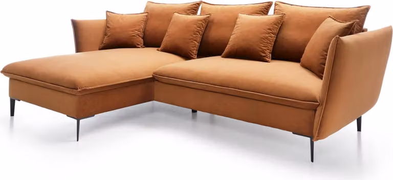 Divano angolare FURNLUX Arancione e Nero Lucido 258cm / Colore principale: Arancione / Dimensioni: 258 x 91 x 167 cm