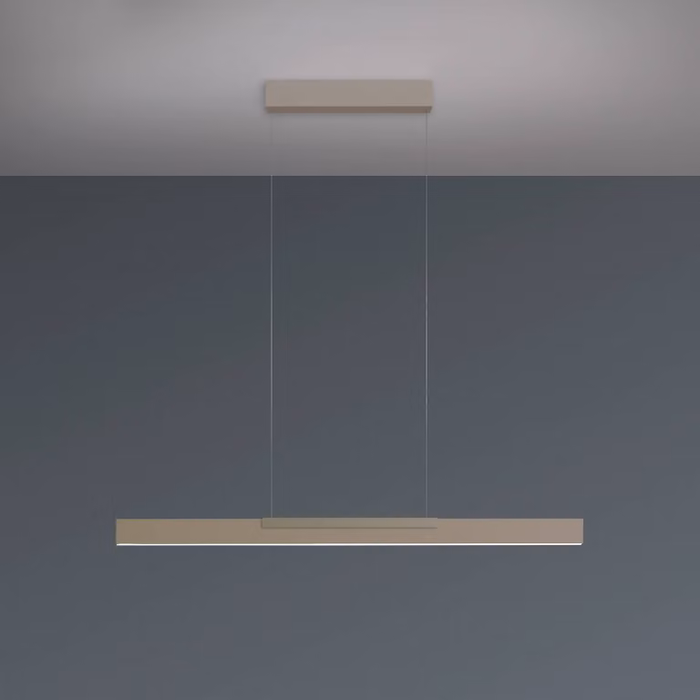 BOPP Lampada LED a sospensione Bopp Nano 2.0, lunghezza 100 cm, taupe, metallo dimmerabile, Crema / Ambra, Soggiorno / Sala da pranzo, Alluminio, Moderno