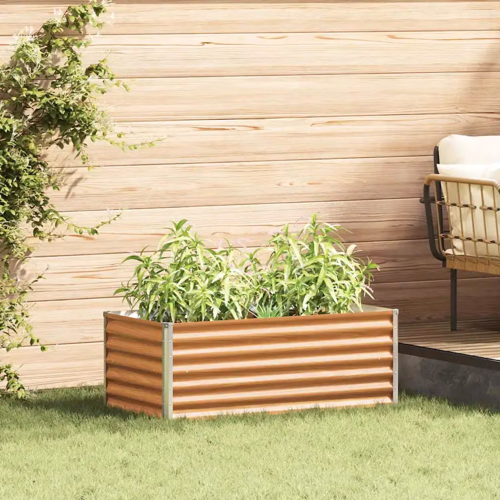 Letto rialzato da giardino vidaXL in acciaio galvanizzato marrone L: 98 cm, P: 50 cm, H: 36 cm