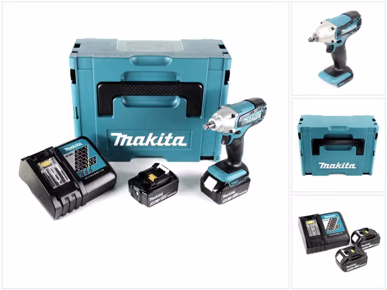 Makita DTW 190 RFJ 18V Avvitatore ad impulsi a batteria in valigetta Makpac + 2x Batterie BL 1830 3,0 Ah + Caricatore rapido DC 18 RC