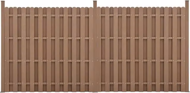 Recinzione in WPC per Giardino Staccionata a Doppia Faccia Steccato Alto 185 cm Lungo 376 cm Marrone NEU.HOLZ