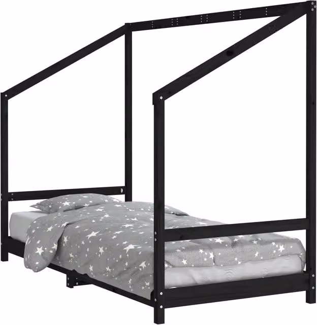 Giroletto per bambini in legno massello di pino nero con struttura a casetta L/P/H: 190 x 90 x 95,5 cm