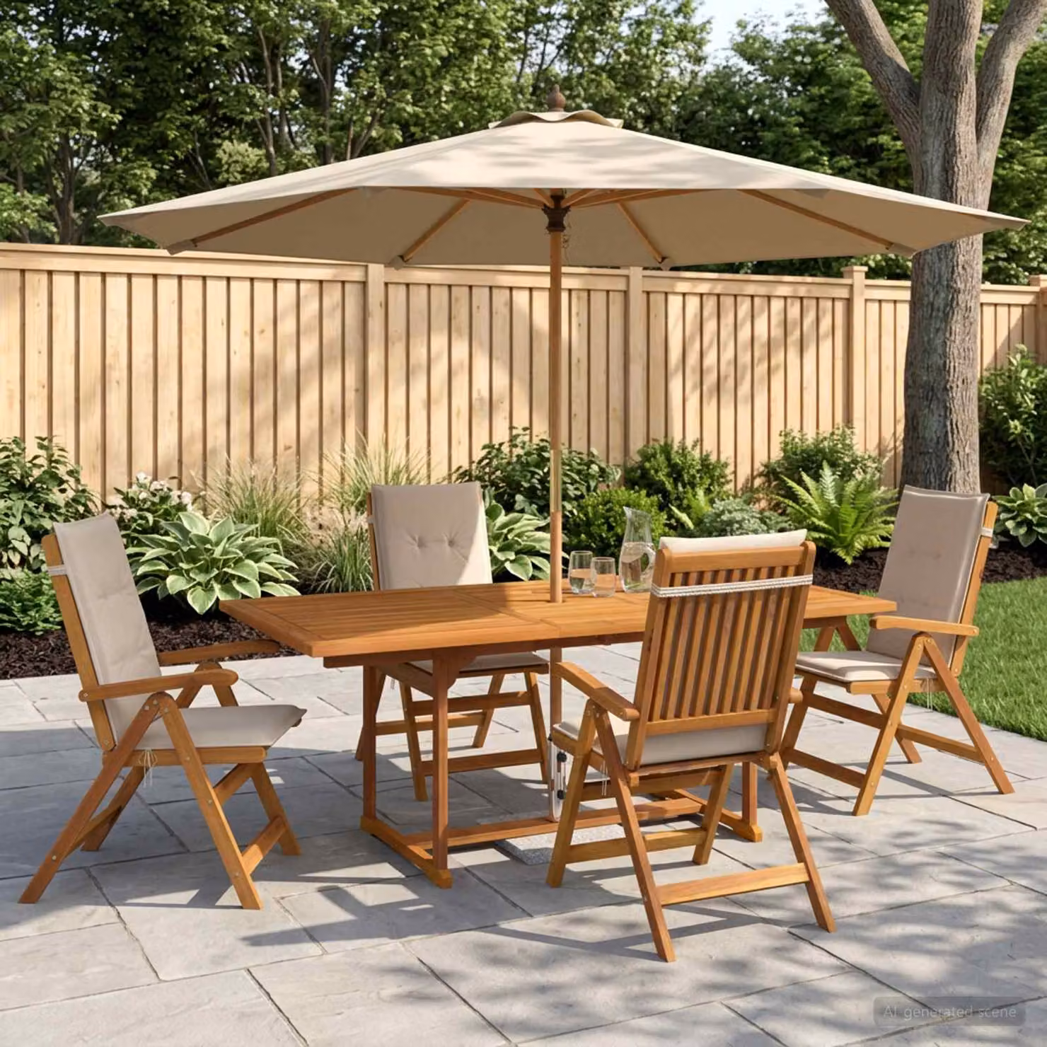 Set da pranzo da giardino vidaXL in legno di acacia naturale composto da 5 pezzi