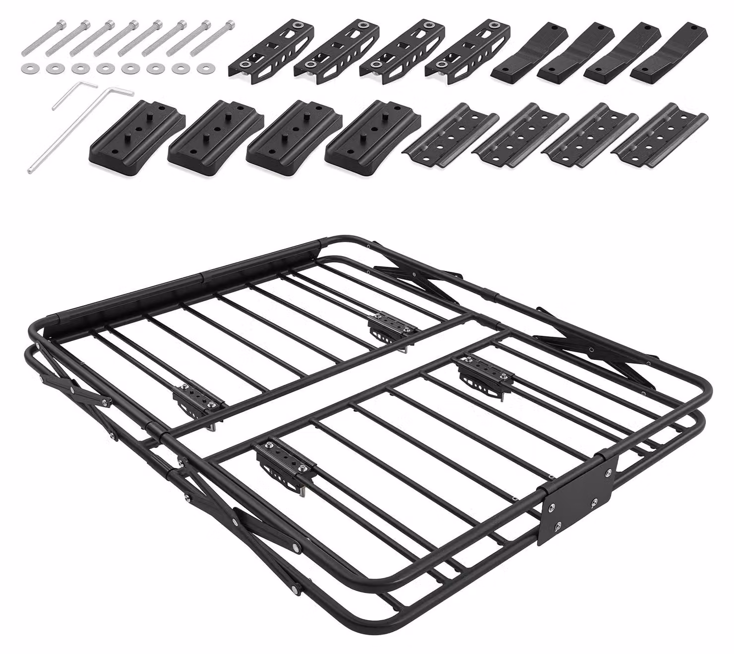 Cestello portatutto da tetto SucceBuy 1168 x 914 x 102 mm con meccanismo ribaltabile, portata fino a 90,72 kg, cestello da tetto pieghevole e resistente alle intemperie in acciaio legato, adatto per SUV e pick-up