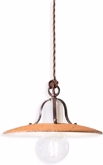 Lampadario Classico Bologna Metallo E Ceramica Nero Sfumato Rame 30Cm 1 Luce E27