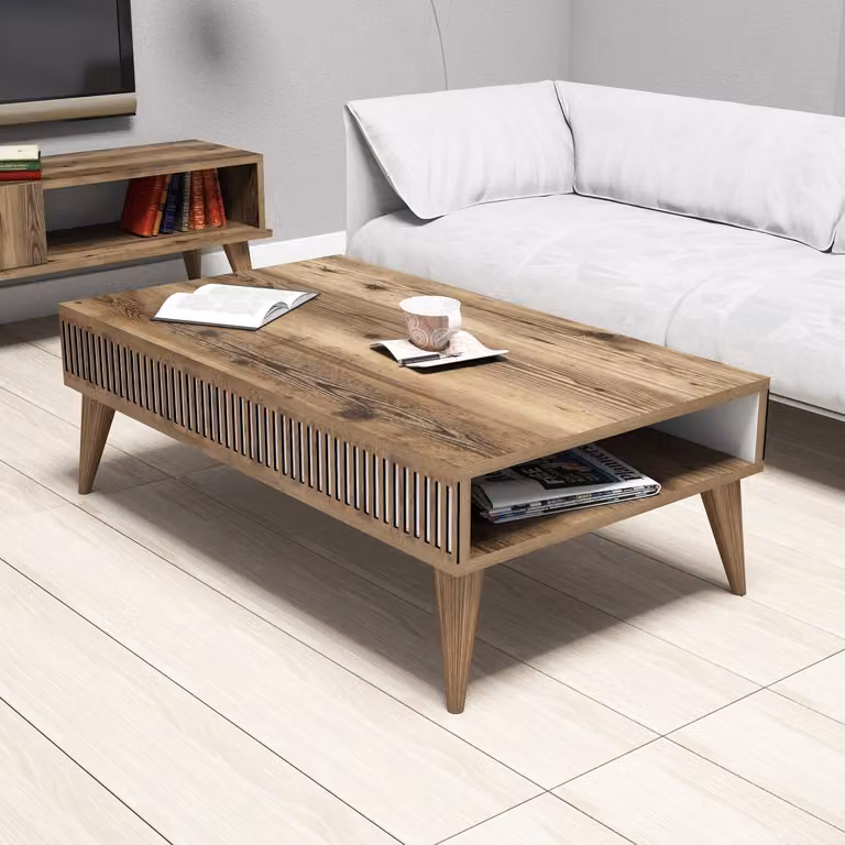 Skye Decor, Milano - Milano HCT, colore noce, tavolini da salotto, 34,6x105x60 cm, pannello truciolare rivestito al 100% in melamina
