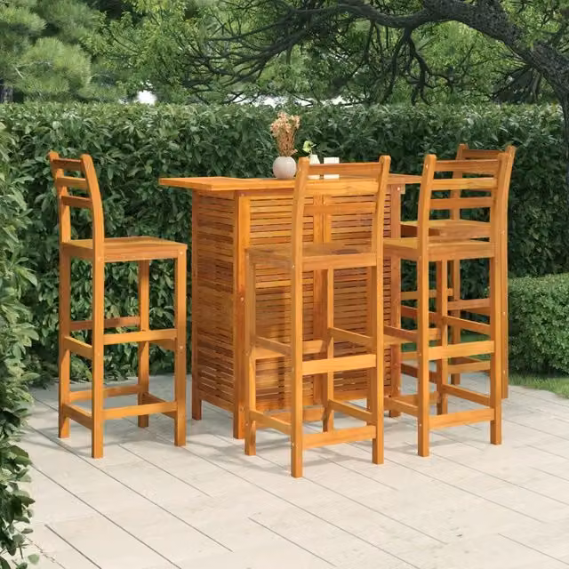 Set da Bar per Giardino 5 pz in Legno Massello di Acacia 3115999