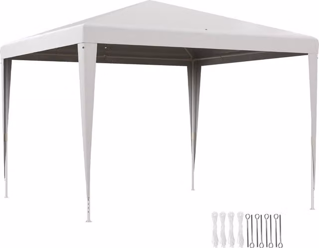 Outsunny Gazebo da Giardino Pieghevole e Portatile con Copertura Anti UV, Bianco, 3x3 m