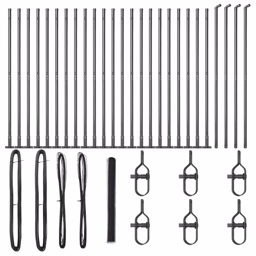Recinzione esagonale vidaXL in acciaio rivestito in PVC con base in cemento, Grigio, L: 1,6 m, H: 50 cm – 2