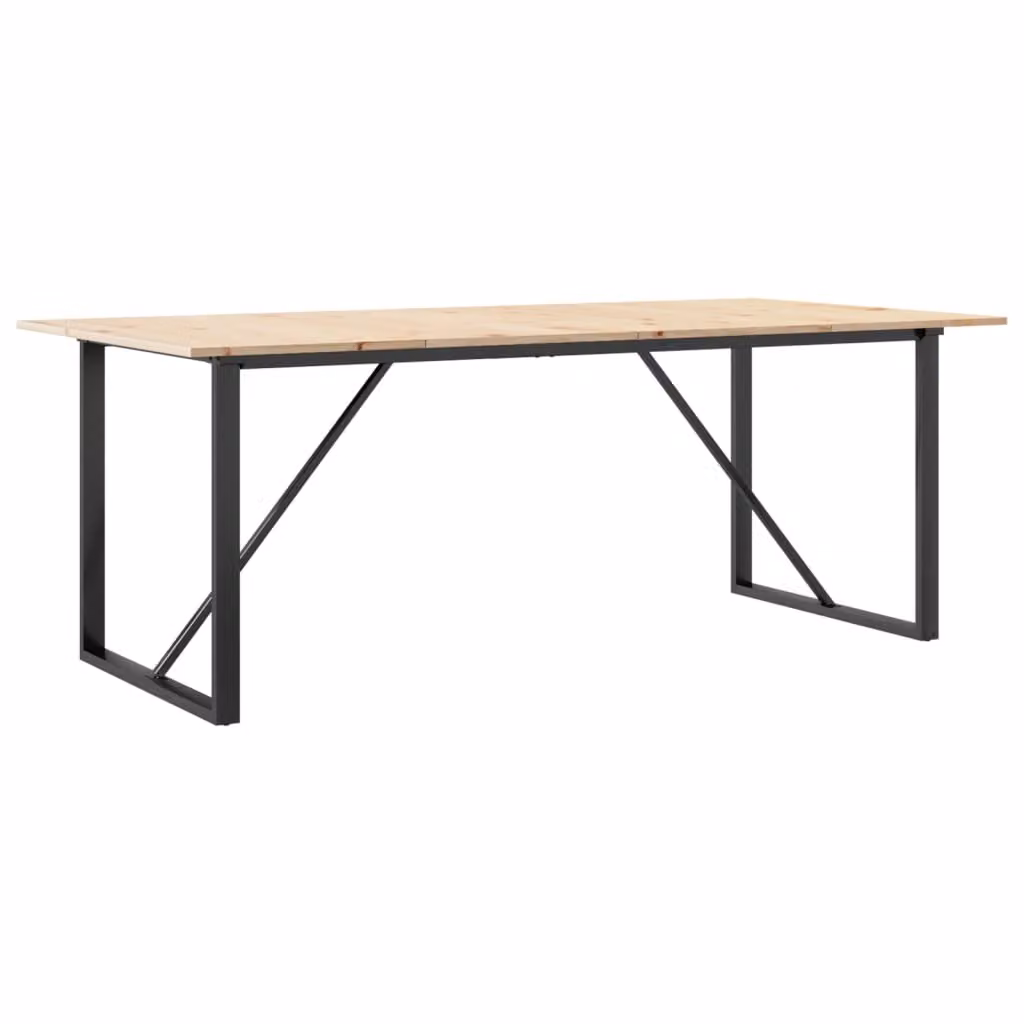Tavolo da Pranzo Telaio a O 200x100x75 cm Legno Pino e Acciaio