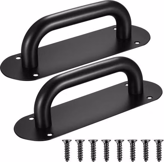 Ibenzoa® Set di 2 maniglie per porte scorrevoli, acciaio inossidabile nero, dimensioni 200 x 65 mm – adatte per interni ed esterni, complete di viti di fissaggio, montaggio semplice