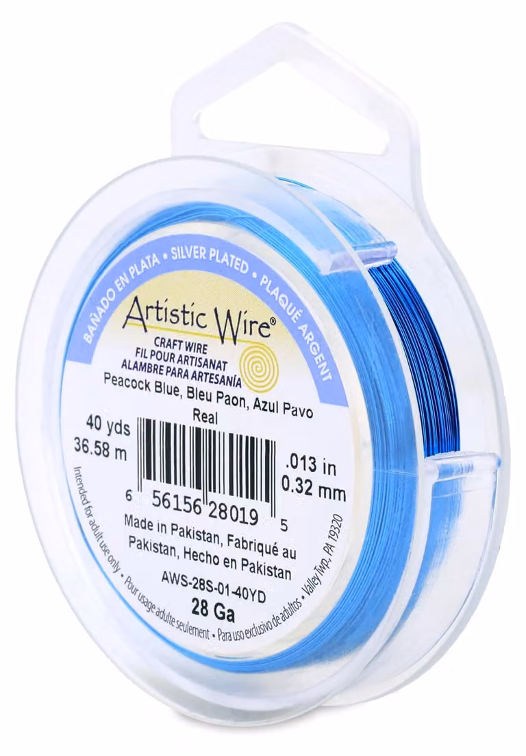 40 yardi di filo argentato, calibro 28, colore blu pavone, smaltato