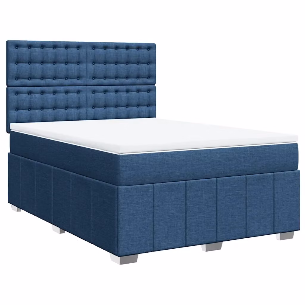 Letto Ibrido vidaXL con Giroletto a Molle e Materasso Blu e Bianco L/P: 160 x 200 cm – 2