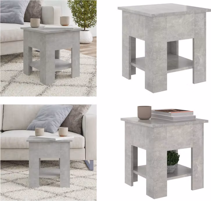 vidaXL Tavolino da caffè grigio cemento 40x40x42 cm materiale a base di legno - Tavolino da caffè - Tavoli - Tavolo - Tavolo da divano