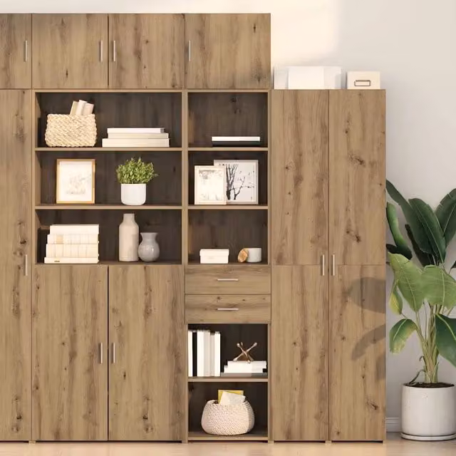 Credenza Buffet con Cassetto e Ripiani Interni vidaXL in Legno Rovere Marrone L: 45 cm, P: 42,5 cm, H: 185 cm