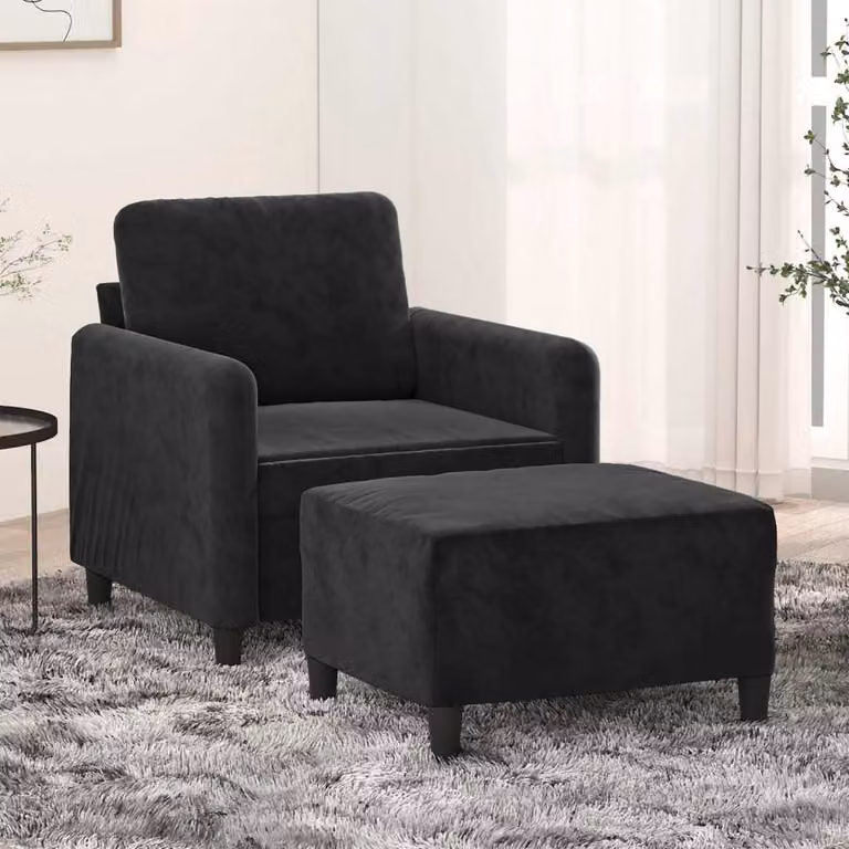 Maison Exclusive - Poltrona con poggiapiedi, nero, 60 cm, velluto