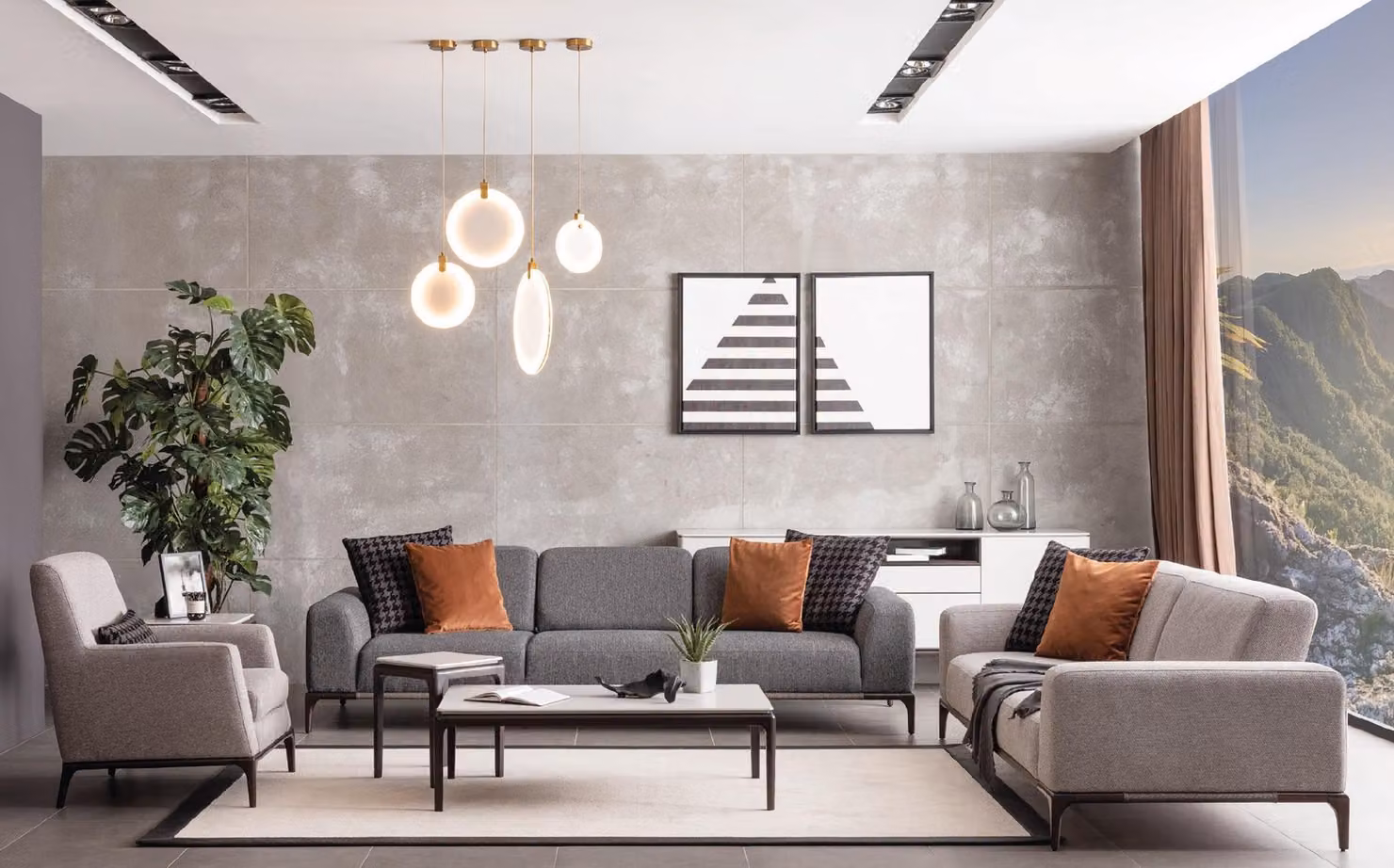 Sofagarnitur 4 1 Sitzer Sofa Sessel Couchtisch Beistelltische Garnitur 5tlg.