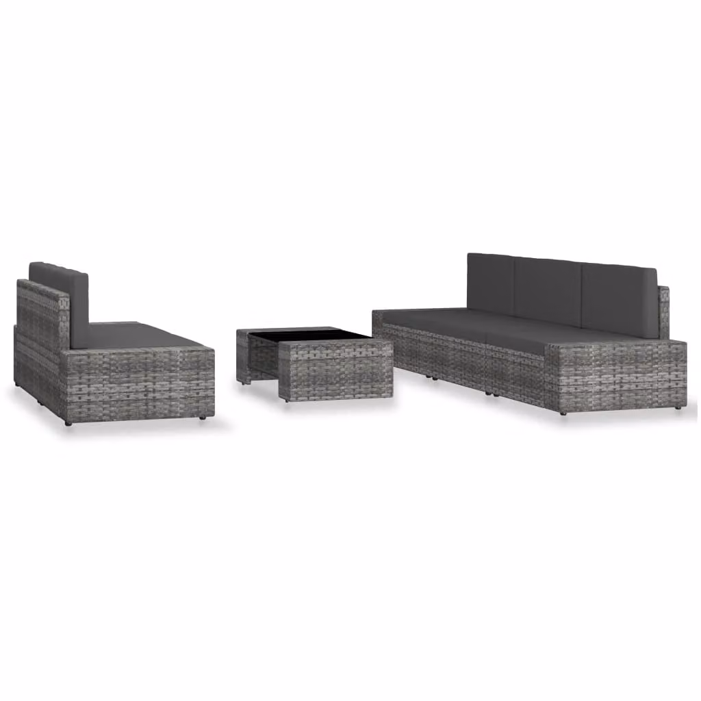 vidaXL set 6 pezzi da giardino in rattan grigio
