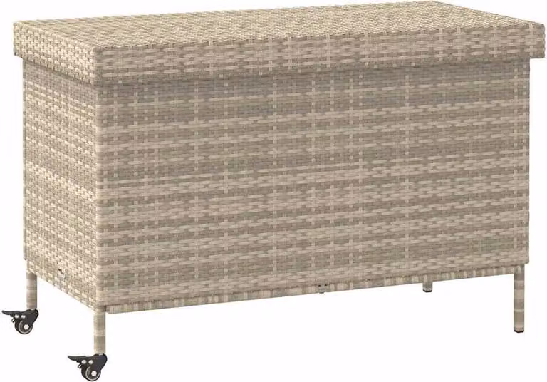 Contenitore da Giardino con Ruote Grigio Chiaro Polyrattan