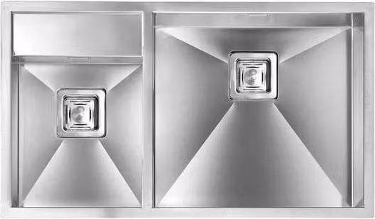 Lavello ARIEL F3" 2 vasche destre ACCIAIO INOX incasso SLIM 86X50 prof. 19-13 012914.D2.01.2033