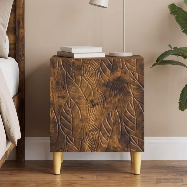 Comodino moderno vidaXL in legno ingegnerizzato color rovere fumo L: 43 cm, P: 34,5 cm, H: 50 cm