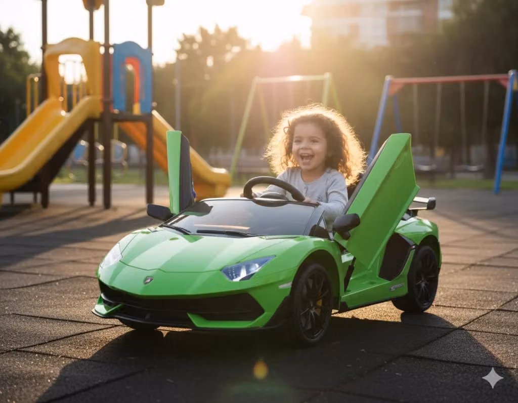 Macchina Elettrica Lamborghini Aventador SVJ Small per Bambini 12V Verde con Luci e Suoni – 2