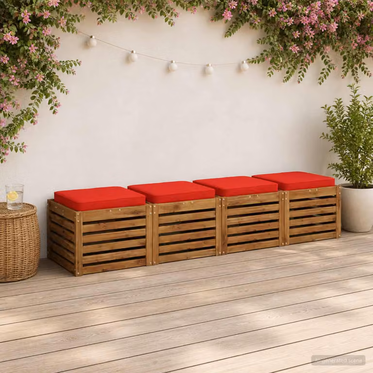 Set di 4 cuscini per sedia vidaXL VUGHT in poliestere rosso con rivestimento rimovibile e lavabile