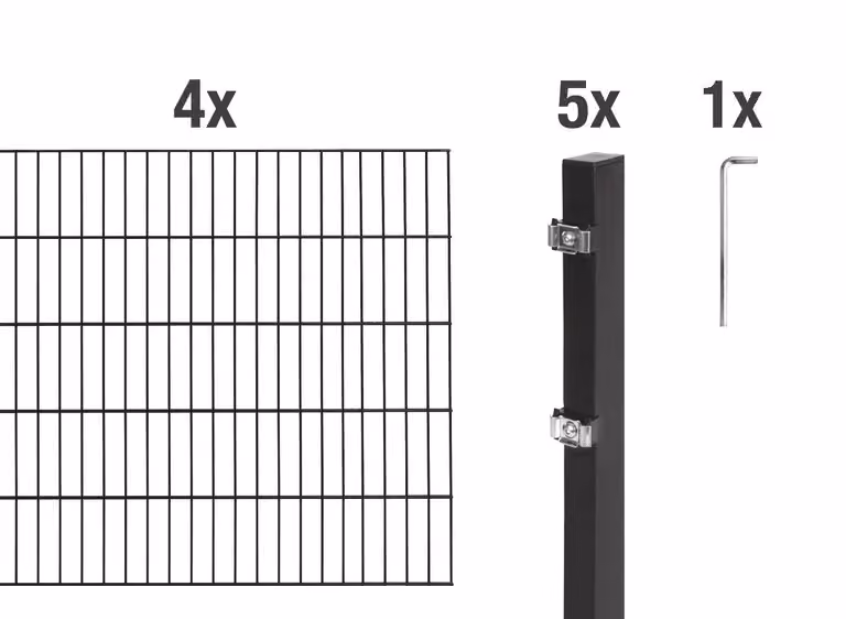 Recinzione a doppia barra Alberts 627850, set completo da 10 elementi, nero opaco, altezza 120 cm, lunghezza 8 m