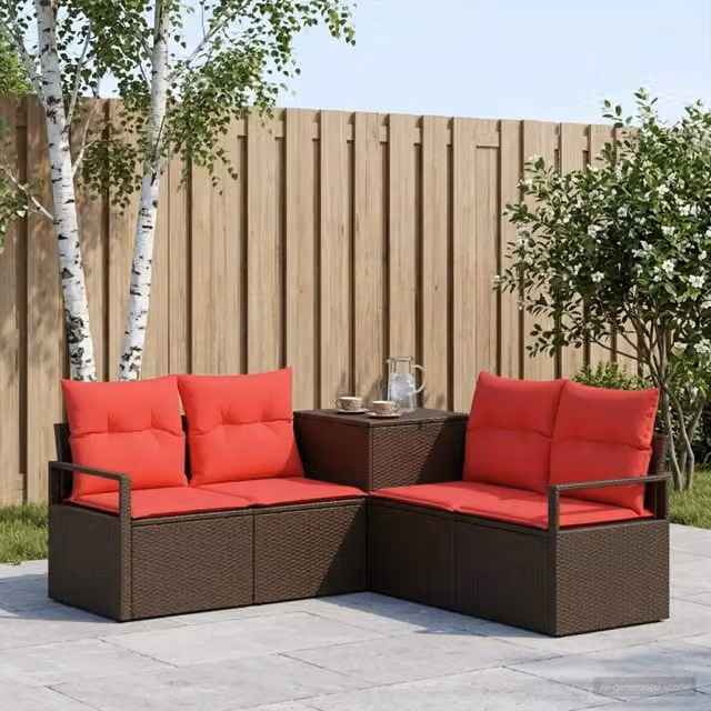 Set di divani 5 pz Marrone e Rosso 177 x 177 x 85 cm 3447797
