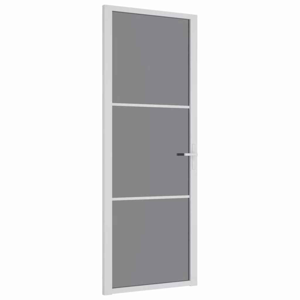 Porta Interna 76x201,5 cm Bianca in Vetro ESG e Alluminio