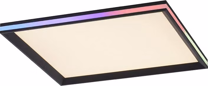 Lampada da soffitto a LED Selltec Panel Digital RGB con regolazione della temperatura di colore (CCT) e intensità luminosa, telecomando, nera; ideale per soggiorno, corridoio, ufficio e studio