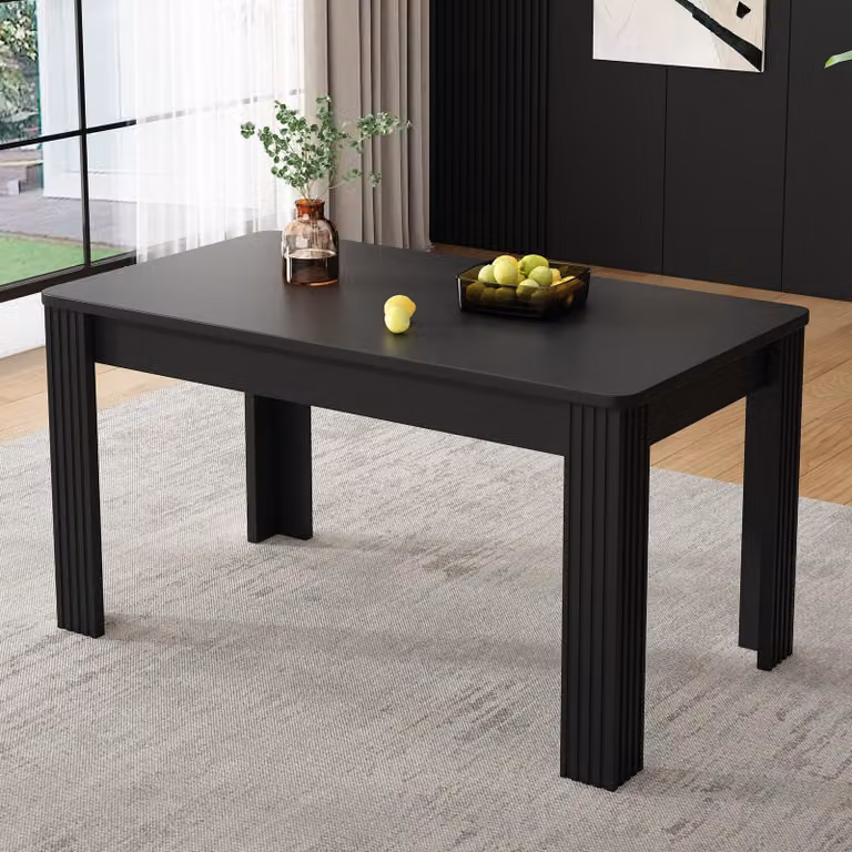 okwish Tavolo da pranzo moderno, tavolo da cucina dal design rettangolare, stabile Tavolo da salotto in truciolato, nero