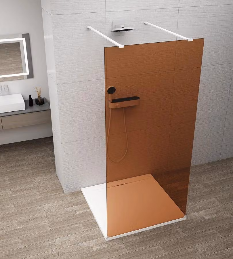 Polysan ESCA, pannello doccia in vetro bianco opaco, autoportante, vetro ondulato, 1000 mm