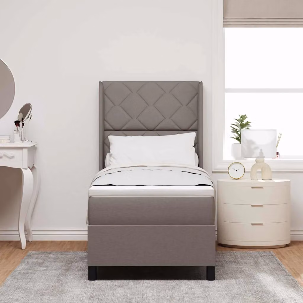 Letto a molle con materasso ibrido Talpa vidaXL in tessuto beige o grigio L/P/H: 200 x 80 x 45 cm – 1