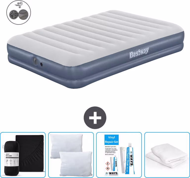 Materasso gonfiabile Bestway - 2 persone - 152 x 203 x 36 cm - Blu - Accessori inclusi