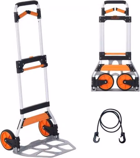 Carrello a mano con manico telescopico - Portata 125 kg