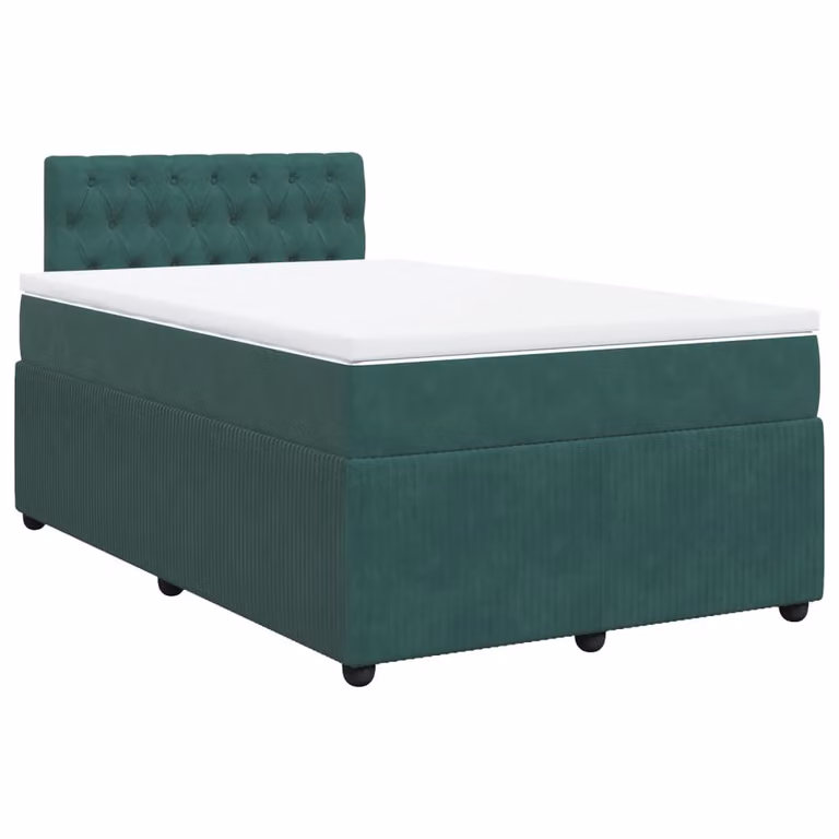 Giroletto a Molle con Materasso Verde Scuro 120x200 cm Velluto