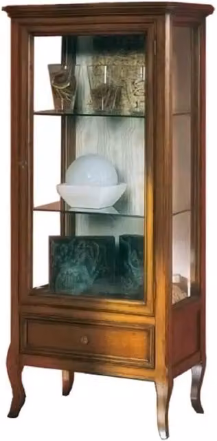 Vetrina classica in legno con porta in vetro e cassetto Mobili 2G finitura Bassano L: 60 cm, P: 40 cm, H: 130 cm – 4