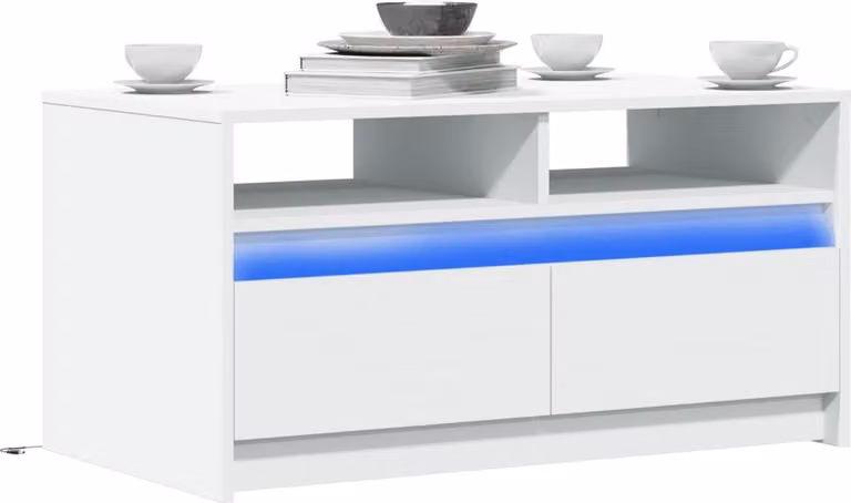 Maison Exclusive - Tavolino LED bianco in materiale ligneo