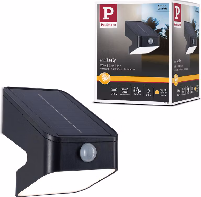 Paulmann Solar LED wallwasher Lesly Rilevatore di movimento crepuscolare (IR)