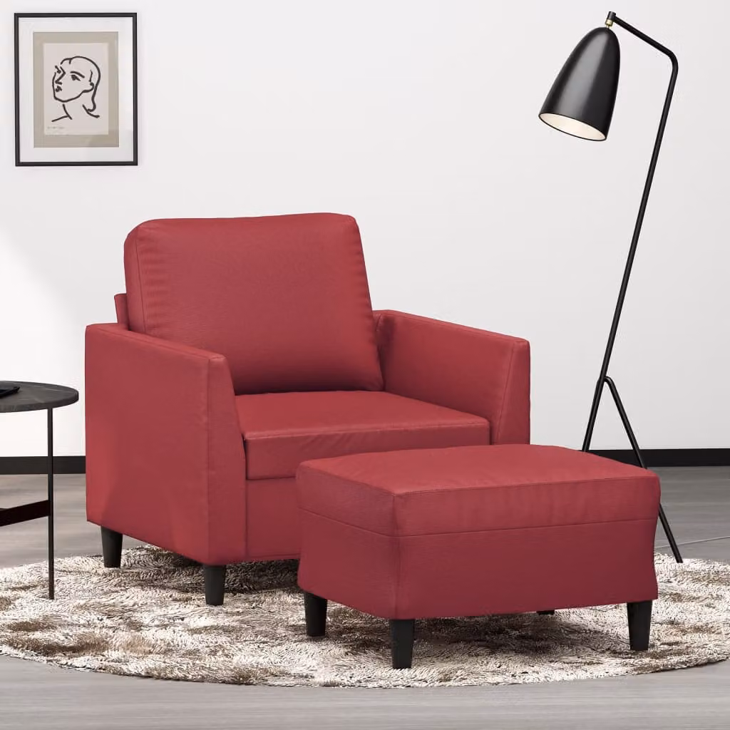 Poltrona relax con poggiapiedi vidaXL in similpelle rossa per soggiorno – 1