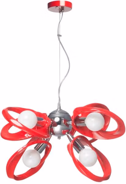 Lampadario Lampex Emma 6 luci rosso E27 acrilico metallo