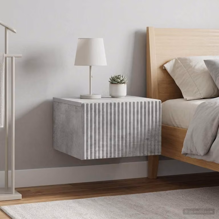 Set di 2 comodini sospesi vidaXL in stile moderno Grigio Cemento L: 33 cm, P: 34,5 cm, H: 20 cm