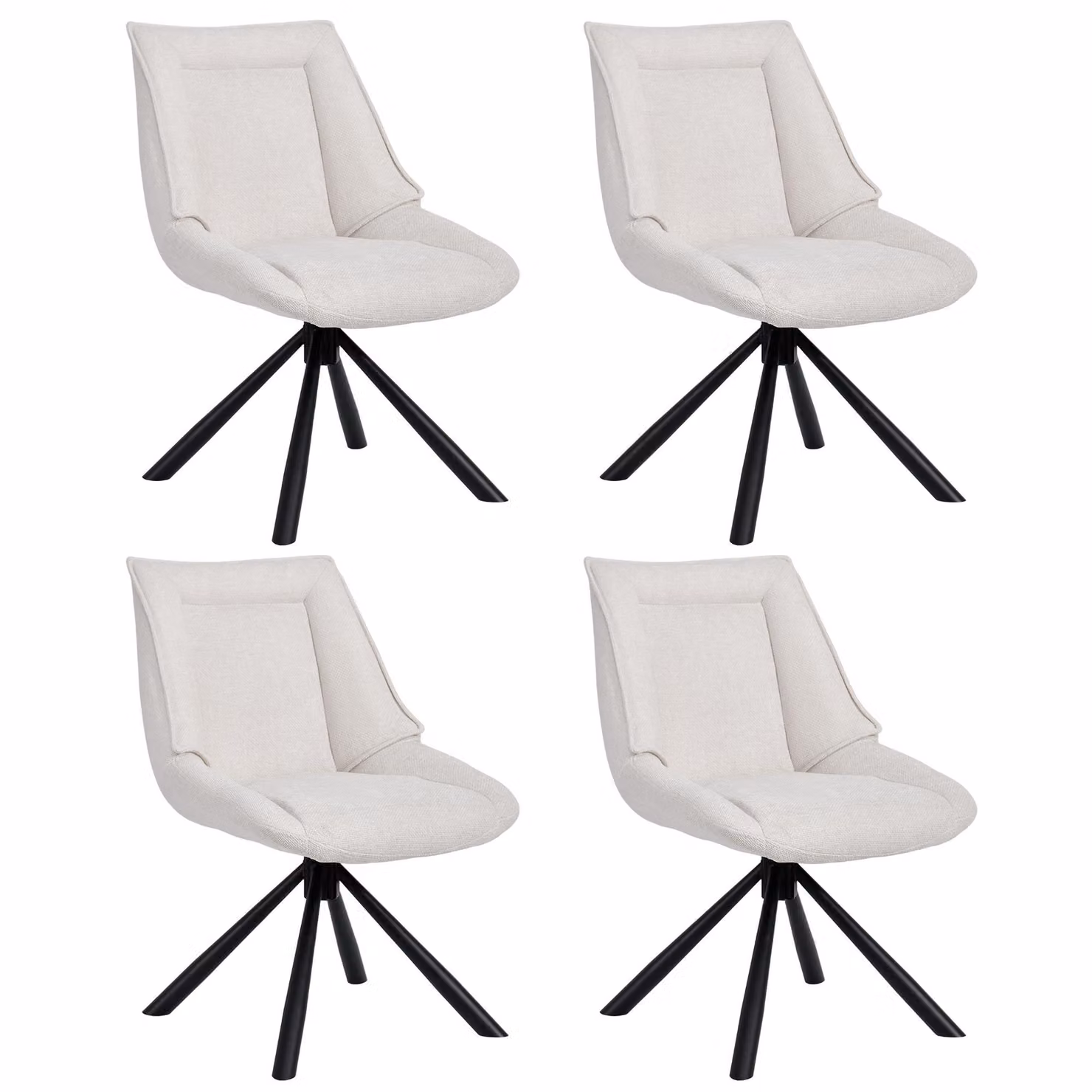 Duhome sedia da pranzo set di 4 sedie da cucina sedia girevole a 180° in tessuto di ciniglia e struttura in metallo sedia da salotto con funzione reclinabile, bianco