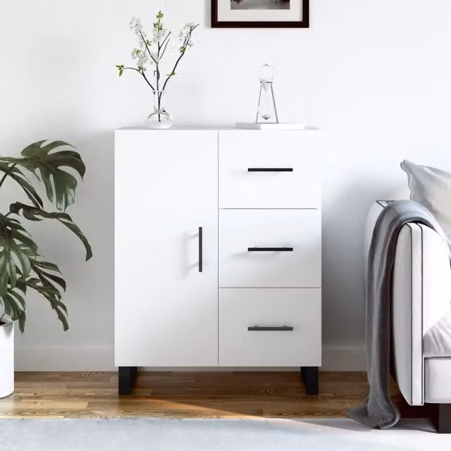 Credenza-Buffet-Armadio da cucina Bianca 69,5x34x90 cm in Legno Multistrato 327547