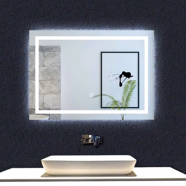 Specchio da bagno Aica con LED, funzione antigoccia, dimmerabile e memoria, L: 70 cm, H: 50 cm, colore bianco