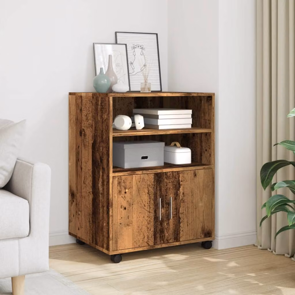 Mobiletto con Ruote vidaXL in Legno e MDF, Colore Marrone, L: 60 cm, P: 48 cm, H: 81 cm