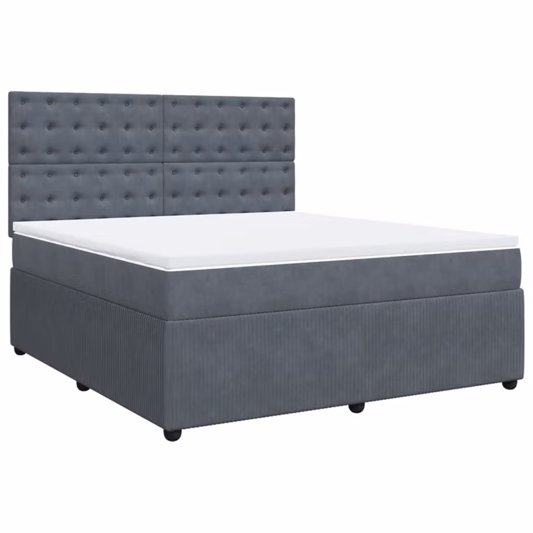 Giroletto a Molle con Materasso Grigio Scuro 180x200 cm Velluto