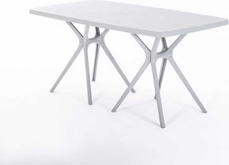 Tavolo rettangolare per esterni 158x84 cm in polipropilene con fibre di vetro, robusto e resistente, apertura centrale per ombrellone, design moderno - OLIVER - Grigio